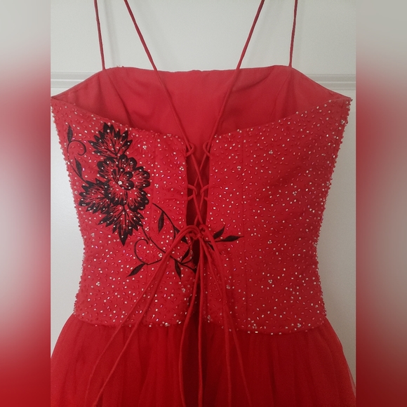 GLAM GURLZ BEADED PROM BALL GOWN ONE PIECE SPAGHETTI STRAPS CORSET BACK - Picture 5 of 7